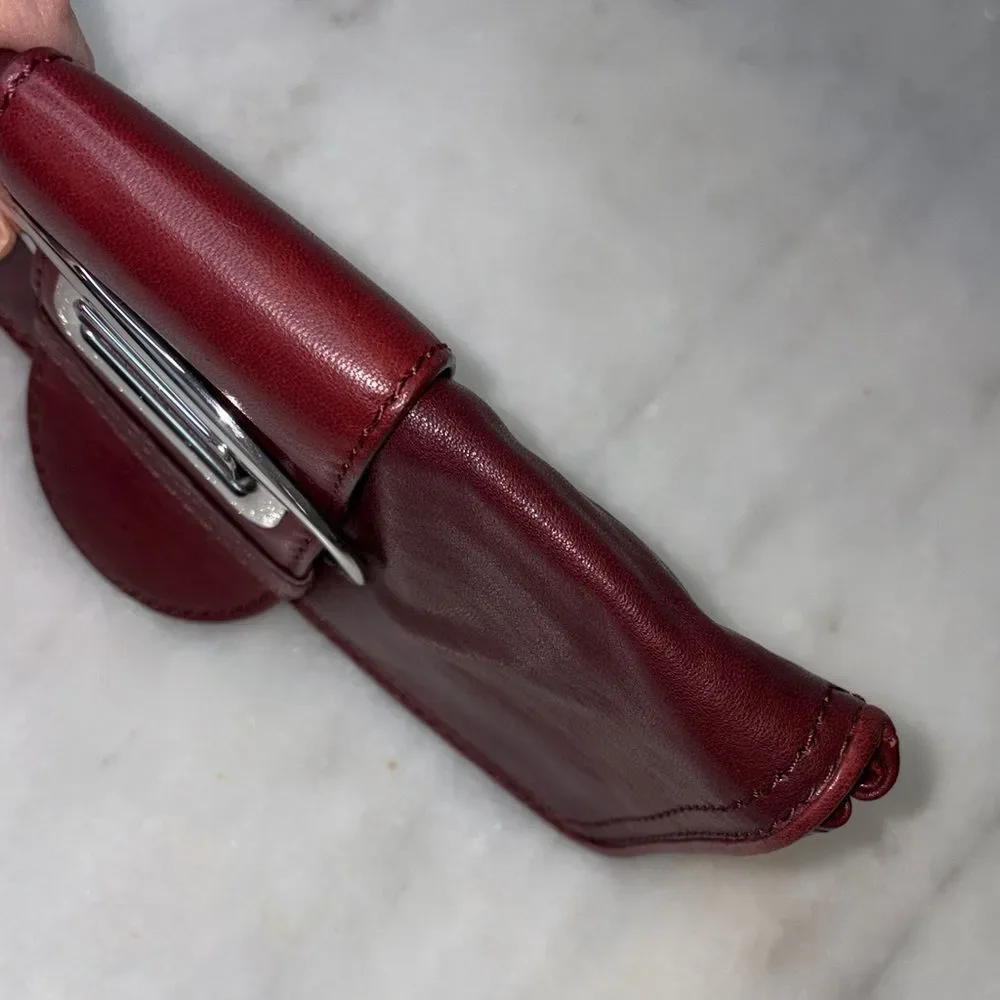 Michael Kors Clutch Bag Purse Leather Vintage Y2K Maroon Cranberry Buckle Bag